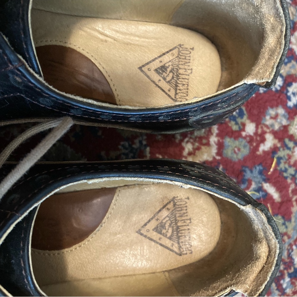 John Fluevog Black and Tan Leather Loafers - Picture 8 of 9